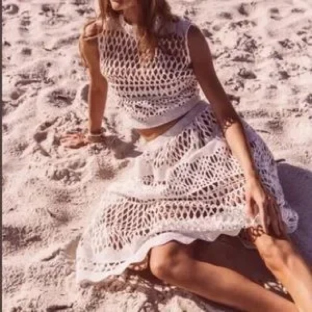 Free People Ministry Of Style Demure Set Crop Top & MIDI Skirt White Lace, 6 - Picture 4 of 16